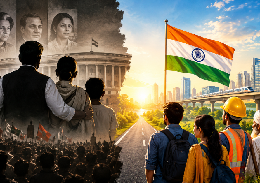 राजनीतिक वंशवाद बनाम नया भारत, भारतीय राजनीति में बदलाव, युवा नेतृत्व और विकास का चित्रण