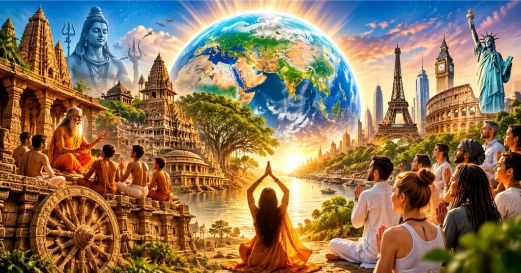 Global revival of Sanatan culture, highlighting ancient traditions, spiritual heritage, and worldwide acceptance