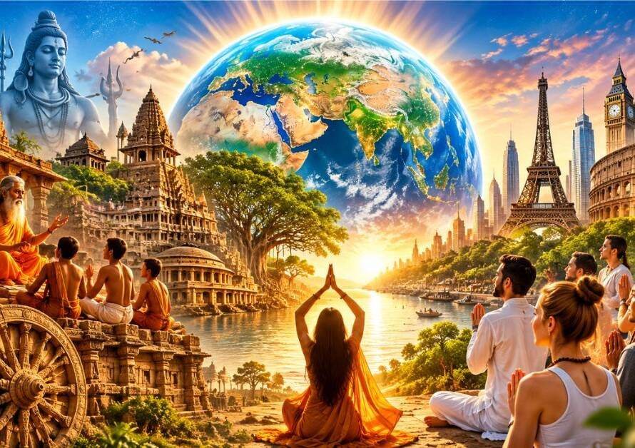 Global revival of Sanatan culture, highlighting ancient traditions, spiritual heritage, and worldwide acceptance